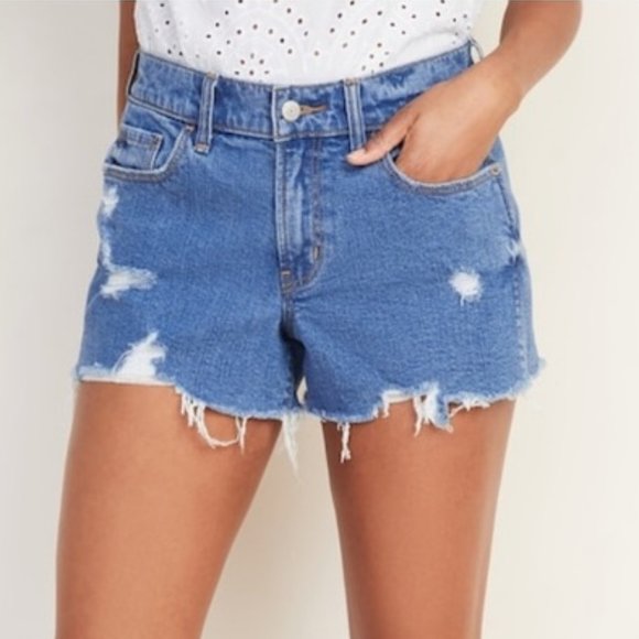 Old Navy Shorts Cutoff Distressed Boyfriend Denim - Picture 1 of 9